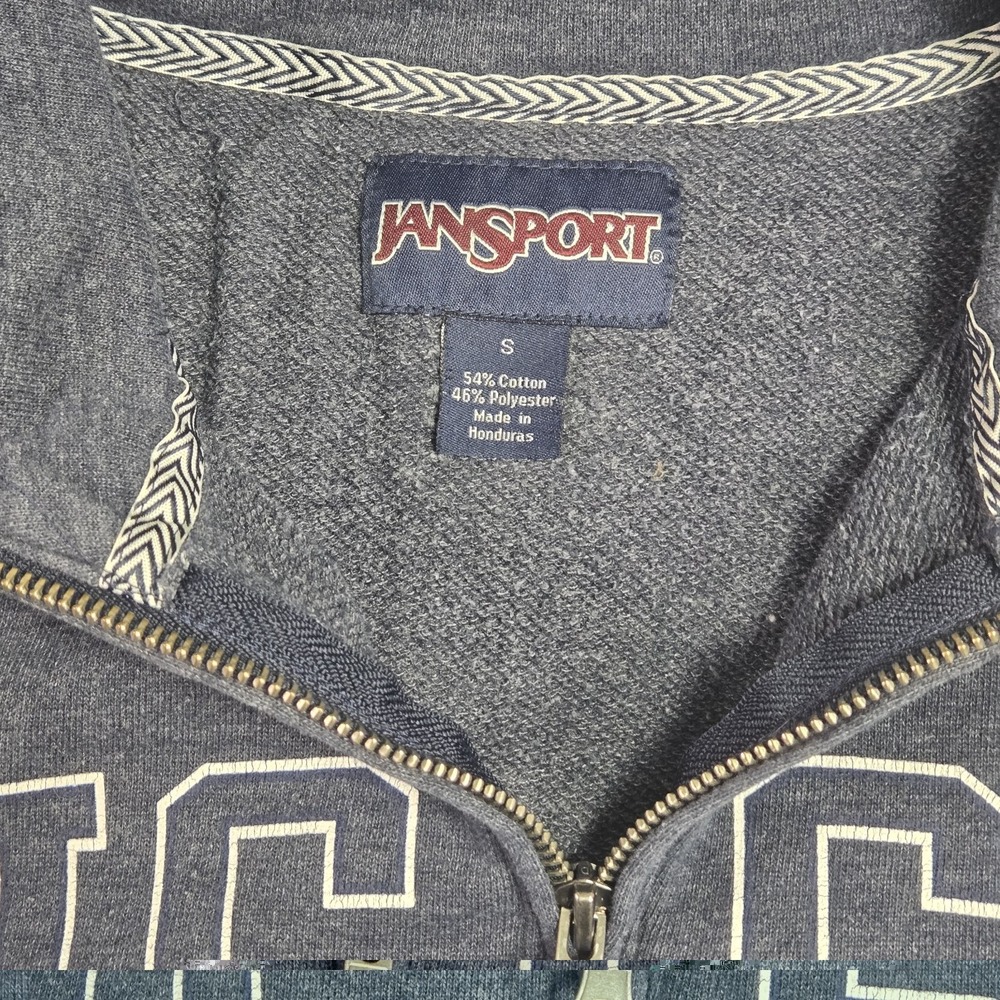 VTG JanSport UCSB UC Santa Barbara CA 1/4 Zip Sweatshirt Women's Small Blue 90's - Picture 3 of 6